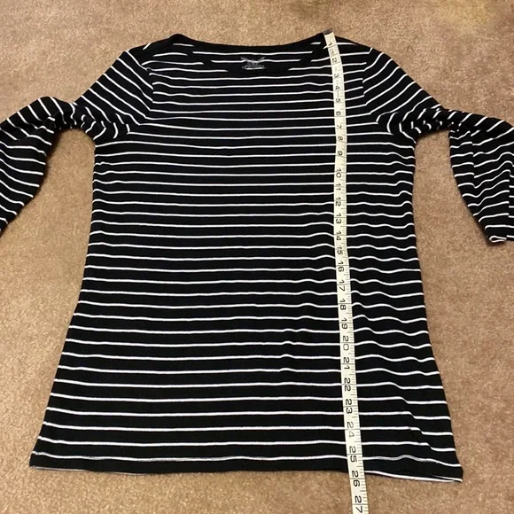 ❤️ 2 for $10 Black & White Stripe 3/4 Sleeve Shirt - Picture 5 of 7
